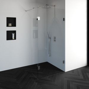 Brauer 4JC2 Inloopdouche 100cm Met Vaste Zijwand 40cm Chroom - Veiligheidsglas - Douche - Douchewanden - Inloopdouche - Vaste Wand Met Zijwand - 8720359357175