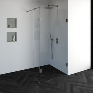 Brauer 4JC2 Inloopdouche 100cm Met Vaste Zijwand 40cm RVS Geborsteld - Veiligheidsglas - Douche - Douchewanden - Inloopdouche - Vaste Wand Met Zijwand - 8720359357182