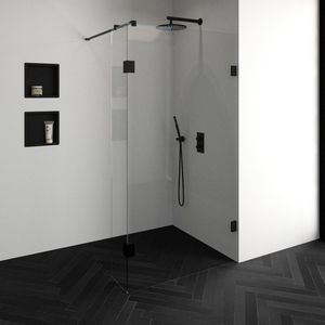 BRAUER Create Inloopdouche - 110x200cm - profielloos - 30cm - zijwand - antikalk - 8mm veiligheidsglas - antraciet mat 4JC2-110/30a