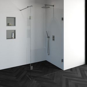 BRAUER Create Inloopdouche - 120x200cm - profielloos - 30cm - zijwand - antikalk - 8mm veiligheidsglas - geborsteld RVS 4JC2-120/30G