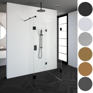 Brauer 4JC5 Inloopdouche Reversed Met Vaste Zijwand 100 X 140 X 40cm RVS Geborsteld - Veiligheidsglas - Douche - Douchewanden - Inloopdouche - 2 Vaste Wanden - 8720359358509