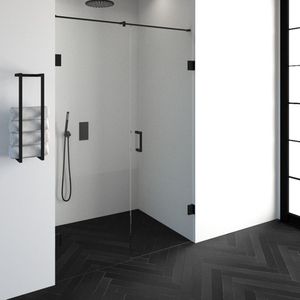 BRAUER Create douchedeur 140x200cm 2-delig profielloos met antikalk en 8mm veiligheidsglas zwart mat 4JC14-70/70A