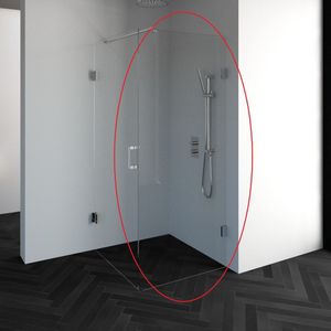 Inloopwand profielloos just creating w1 60 cm zonder beslag omkeerbaar helder glas