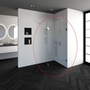 Inloopwand profielloos just creating w2 130 cm zonder beslag omkeerbaar helder glas
