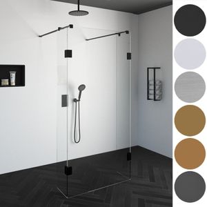 Brauer 4JC8 Inloopdouche 100cm Vrijstaand Met Zijwanden 30cm Koper - Veiligheidsglas - Douche - Douchewanden - Inloopdouche - Vrijstaande Wand - 8720359362728