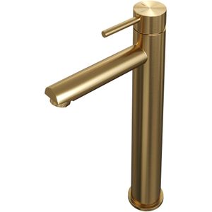 Brauer Gold Edition Wastafelkraan Verhoogd - Hendel 1 - Geborsteld Goud PVD - Zonder Waste - Messing - Kranen - Wastafelkranen - Opbouw Wastafelkranen