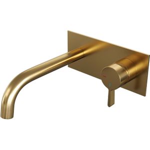 Brauer Gold Edition Inbouw Wastafelkraan met Achterplaat - Hendel 2 - Geborsteld Goud PVD