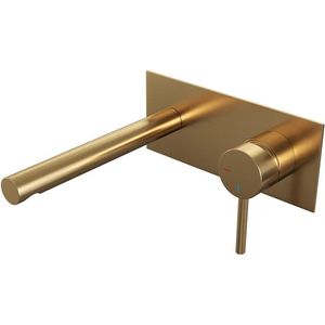 Wastafelmengkraan Inbouw Brauer Gold Edition Coldstart met Afdekplaat Rechte Uitloop Geborsteld Goud PVD