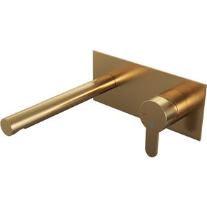 Brauer Gold Edition Inbouw Wastafelkraan I-model met Achterplaat - Hendel 4 - Geborsteld Goud PVD