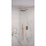 Brauer Gold Edition inbouwset met 3-weg thermostaat - hoofddouche 30cm - gebogen wandarm 40cm - staafhanddouche - wandaansluiting