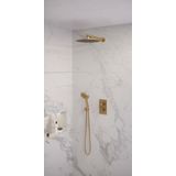 Brauer Gold Edition inbouwset met 3-weg thermostaat - hoofddouche 30cm - rechte wandarm 40cm -  ronde 3-standen handdouche - wandaansluiting