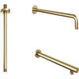 Regendoucheset inbouw brauer gold edition thermostatisch 20 cm met 3-weg omstelling, plafondarm en 3-standen handdouche geborsteld goud