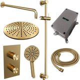 Brauer - Gold Edition - Inbouw Regendouche - Messing Geborsteld PVD - 3 Standen Handdouche