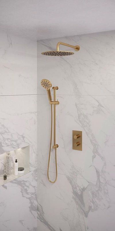 Brauer - Gold Edition - Inbouw Regendouche - Messing Geborsteld PVD - 3 Standen Handdouche