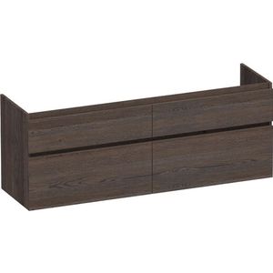 BRAUER Advance Wastafelonderkast - 160x46x60cm - 4 softclose greeploze lades - 2 sifonuitsparingen - en doorlopende lamellen - geborsteld hout - black oak OK-MEA160BO