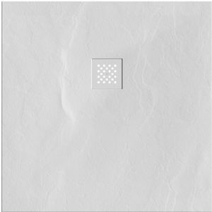 Brauer Relievo Crag Douchebak Mineraalmarmer - 90x90cm - Mat Wit - Mineraalmarmer - Douche - Douchebakken - 8720359378040