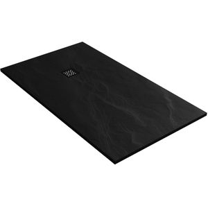 Brauer Relievo Crag douchebak mineraalmarmer - 160x90 cm - mat zwart