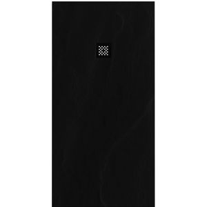 Brauer Relievo Crag douchebak mineraalmarmer - 180x90 cm - mat zwart