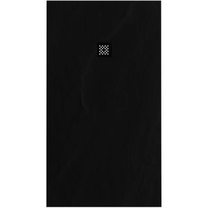 Brauer Relievo Crag douchebak mineraalmarmer - 180x100 cm - mat zwart