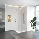 Brauer 4JC1 Inloopdouche 90cm Geborsteld Goud - Veiligheidsglas - Douche - Douchewanden - Inloopdouche - Vaste Wand - 8720359379436