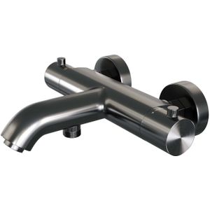 Brauer Gunmetal Edition - Badkraan - Geborsteld Gunmetal PVD - Opbouw - Thermostatisch - 2 Greeps