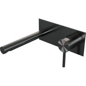 Brauer Gunmetal Edition inbouw wastafelkraan - rechte uitloop - achterplaat - hendel 1 rechts - geborsteld gunmetal PVD