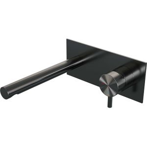 Brauer Gunmetal Edition Inbouw Wastafelkraan Afdekplaat Rechte Uitloop Model B Gun Metal