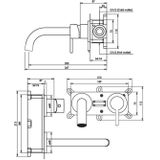 Brauer Gunmetal Edition inbouw wastafelmengkraan gebogen uitloop en ovale staaf gunmetal
