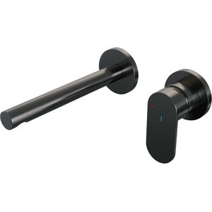 Brauer Gunmetal Edition Inbouw Wastafelkraan - Rechte Uitloop - Rozetten - Hendel 3 Rechts - Geborsteld Gunmetal PVD - Messing - Kranen