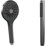 Regendoucheset inbouw brauer gunmetal edition thermostatisch 20 cm met 3-weg omstelling, gebogen wandarm en 3-standen handdouche geborsteld gunmetal