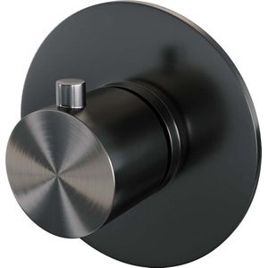 Inbouwthermostaat Brauer Gunmetal Edition met Ronde knop en Rozet Geborsteld Gunmetal