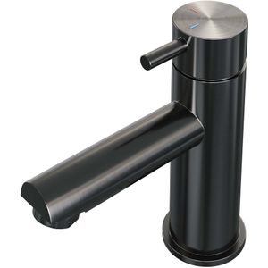 Wastafelmengkraan Brauer Gunmetal Edition Coldstart Opbouw Laag Korte Ronde Hendel Geborsteld Gunmetal PVD