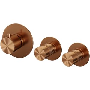Brauer Copper Edition inbouwthermostaat met 2 stopkranen geborsteld koper PVD