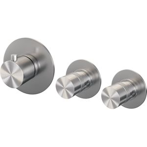 Inbouwthermostaat Brauer Brushed Edition en 2 Stopkranen Met in- en Afbouwdelen Geborsteld RVS
