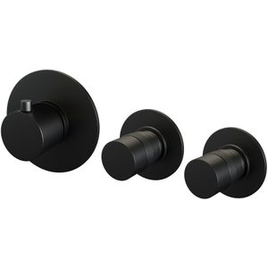 Inbouwthermostaat Brauer Black Edition en 2 Stopkranen Met in- en Afbouwdelen Mat Zwart