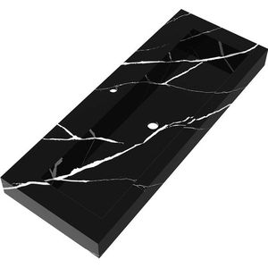 BRAUER Artificial Marble meubelwastafel 120x46x10cm zonder overloop 1 wasbak Midden 1 kraangat Composiet Nero Marquina WT-AM120-11NE