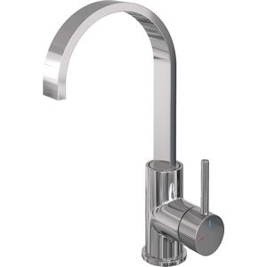 Wastafelmengkraan brauer chrome carving coldstart opbouw hoog plat gebogen ronde hendel chroom