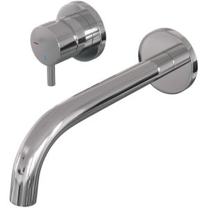 Inbouw Wastafelmengkraan Brauer Chrome Edition Coldstart Gebogen Uitloop Korte Ronde Hendel Links Chroom Met Rozetten