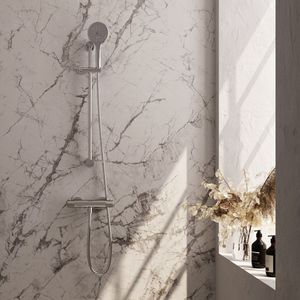 Brauer Chrome Carving thermostatische douchekraan met glijstang en 3 standen handdouche chroom