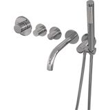 Brauer Chrome Carving inbouw badthermostaat met uitloop - staafhanddouche - chroom