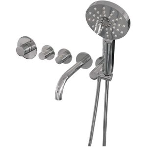 Brauer Chrome Carving inbouw badthermostaat met uitloop - 3-standen handdouche - chroom