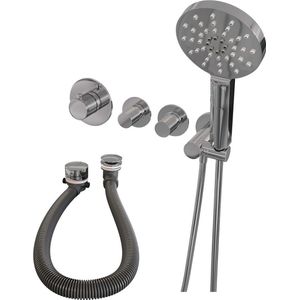 Inbouwthermostaatset brauer chrome carving incl 3 standen handdouche en badafvoer chroom