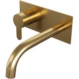 Brauer Gold Edition inbouw wastafelkraan met gebogen uitloop en ovale staaf 20x9 goud