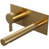 Brauer Gold Edition inbouw wastafelkraan met rechte uitloop en rechte staaf 20x9 goud