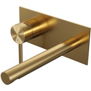 Brauer Gold Edition inbouw wastafelkraan met rechte uitloop en ronde staaf 20x9 goud