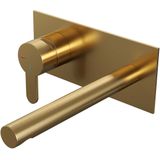 Brauer Gold Edition inbouw wastafelkraan met rechte uitloop en ovale staaf 20x9 goud