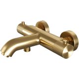 Brauer Gold Carving thermostatische badkraan met glijstang en 3 standen handdouche geborsteld messing PVD