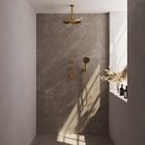 Regendoucheset inbouw brauer gold carving thermostatisch 30 cm met plafondarm en handdouche 3-standen losse stopkranen geborsteld goud