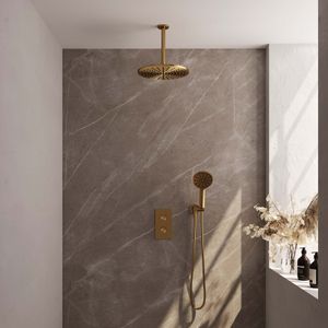 Brauer Gold Carving inbouw doucheset met ronde handdouche 3-weg 30 goud