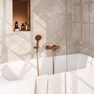 Brauer Copper Edition Badkraan - douchegarnituur - handdouche rond 3 standen - gladde knop - PVD - geborsteld koper 5-GK-041-4